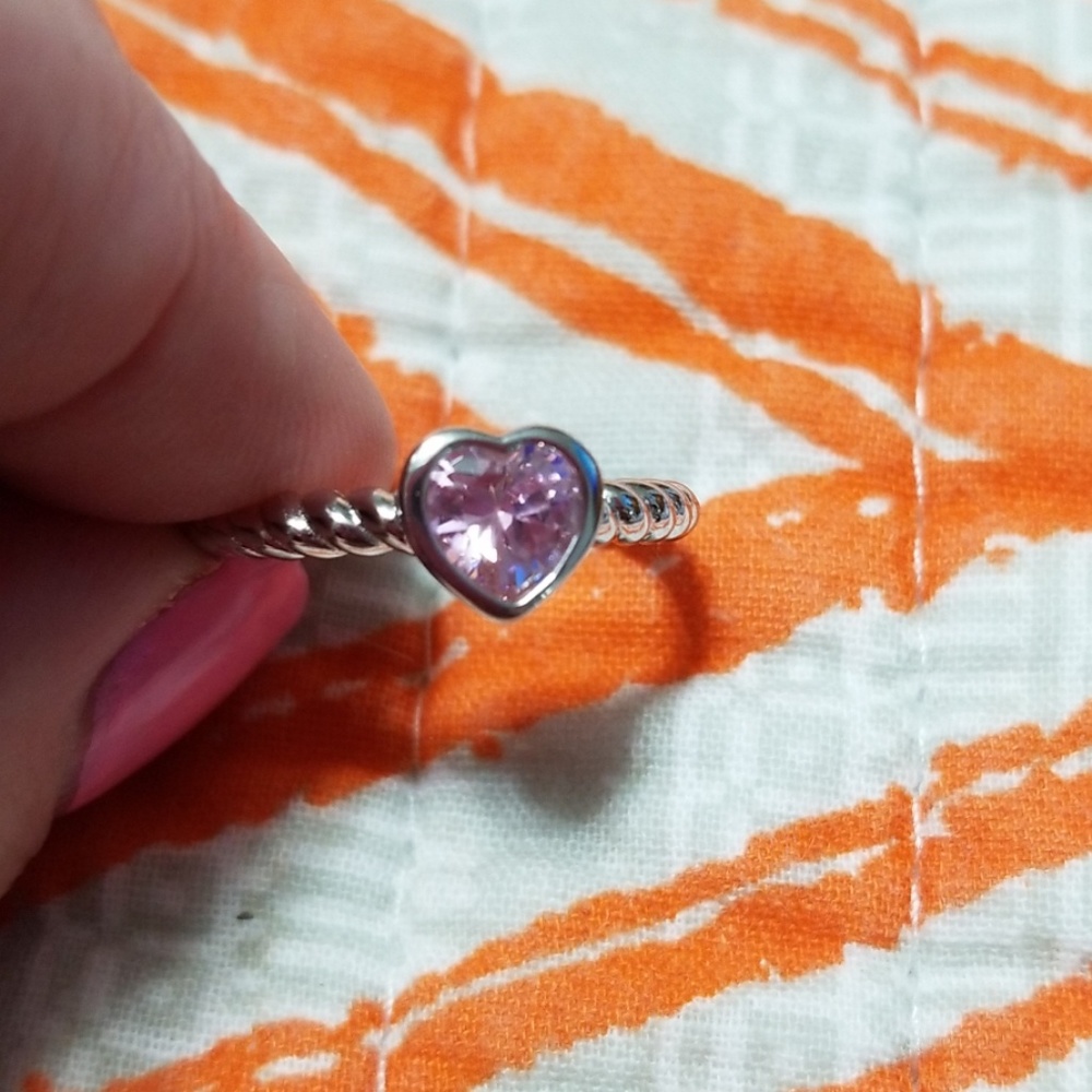Sterling Silver .925 Pink Heart CZ Ring